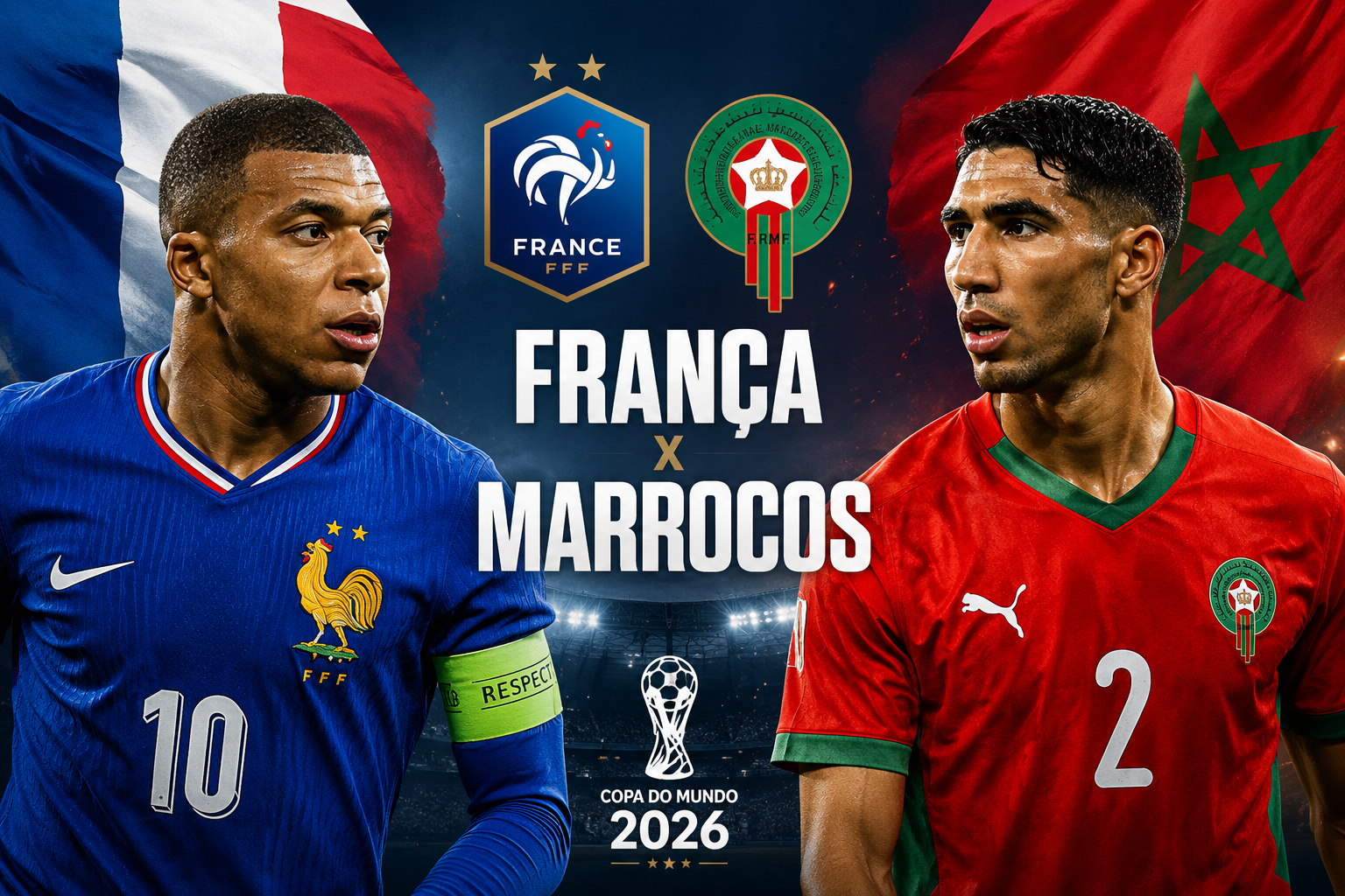 França e Marrocos fazem duelo decisivo por vaga na semifinal da Copa do Mundo